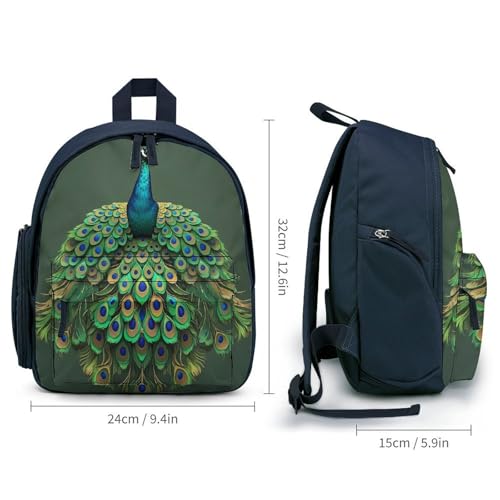 Peacock with Tassels Backpack for Men Women, Durable Small Bookbag Lightweight Daypack for Travel, Hiking, Blue-style2