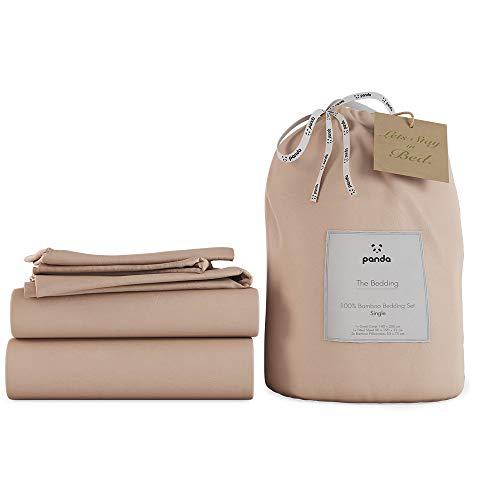 Image of Panda® 100% Bamboo UK Single Complete Bedding Set, Vintage Pink | Duvet Cover, Fitted Sheet, Pillow Case | Soft, Breathable, Hypoallergenic | Luxury High Thread Count | Moisture-Wicking