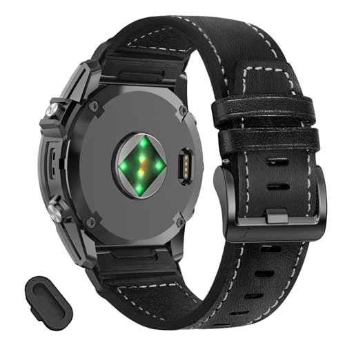 Image of ZPJPPLX 26mm Genuine Leather Quick fit Watch Band Compatible with Garmin Fenix 8 /quatix 51mm /Fenix 7X pro /7X /6X Pro /6X /5X Plus /5X /3 HR /3 /tactix 8 AMOLED-51mm /7 Pro /Enduro 3 2 /Descent Mk3i-51mm /Mk2i