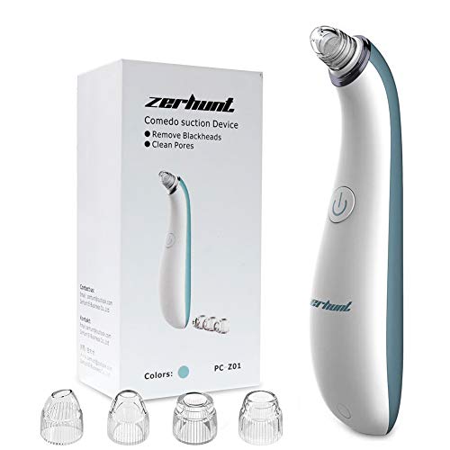 Blackhead Remover Vacuum, [NEWEST 2019]Pore Vacuum Cleaner Zerhunt Electric Blackhead Vacuum Suction Remover Skin Facial Pore Cleaner Rechargeable Comedone Acne Extractor with 4 Adjustable Suction