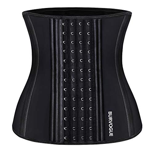 [Burvogue] ウエストニッパー コルセット 女性用-補正下着 猫背 シェイプアップベルト サポーター お腹引き締め 産後ガードル くびれ メシュ 通気 伸縮 (M(ウェスト75-79cm), ブラック-18本スチール)のサムネイル