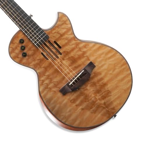 Image of Kadence S600SPLE Acoustica 41″ Electro Acoustic Guitar | Slim Body Cutaway | Quilted Ash Wood | Built-in Pickup + 3 Band EQ | Comes with Bag | Includes Learning Course | Light Brown