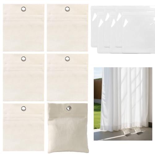 6er Set Gewichtssack für Außenvorhänge Schwerlast Drapery Gewichte Tragbare Gewichtstasche mit Metallklammern und Ziplock Beuteln Vorhang Beschwerer Sandsack für Drapes Cabana Gazebo