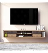 Pmnianhua zwevende tv-meubel, 55 inch wandgemonteerde tv-kast, zwevende planken met 4 laden, moderne...