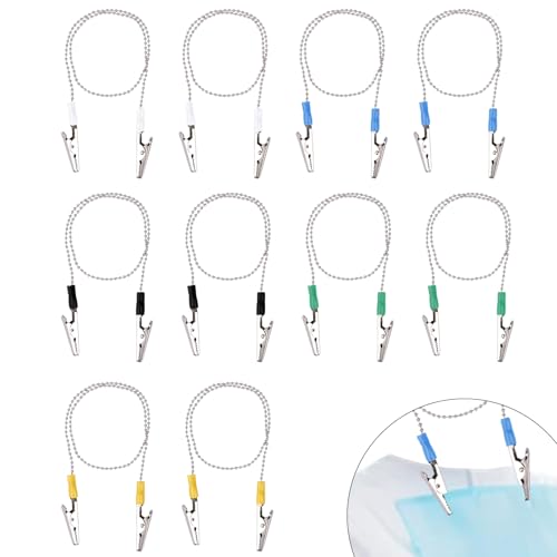 10pcs Dental Napkin Clip, 22.8in Dental Bib Clips with Chain for Dentist Reusable Neck Chain Bib Holder for Restaurant Kitchen Napkin & Face Mask Holder