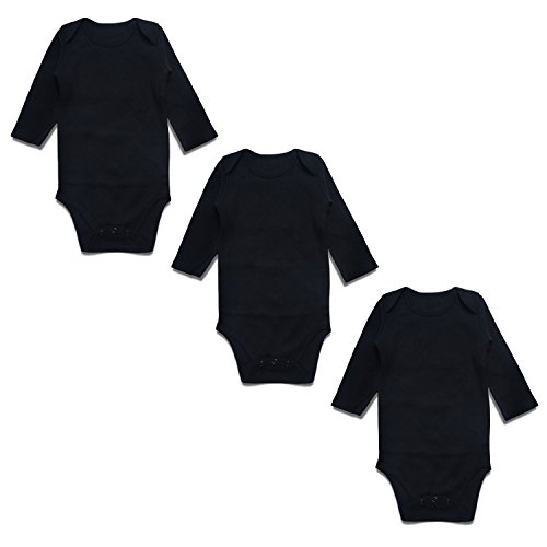 OPAWO Baby Bodysuits Long Sleeve for Unisex Boys Girls Black 3 Pack 18-24 Months