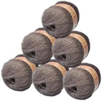 6 Balls Angora Mohair Wool Yarn Soft Fingering Baby Mohair Cashmere Hand Crochet Yarn for Knitting DIY Scarf Sweater Thread Yarn 300g (Camel)
