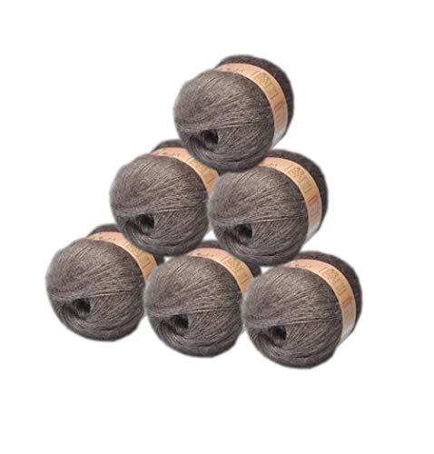 6 Balls Angora Mohair Wool Yarn Soft Fingering Baby Mohair Cashmere Hand Crochet Yarn For Knitting Diy Scarf Sweater Thread Yarn 300G (Camel) #TOP26