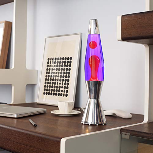 MATHMOS Astro Baby Lava Lamp Silver | Made in Britain Since 1964 | Violet & Red Lava Lamps | Unique Lava Lamp Formula | Made to The Highest Safety Standards