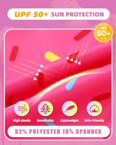 Girls One Piece Swimsuits Long Sleeve Ruffle Zipper Bathing Suit Cute Kids UPF 50+ Rashguard Swimwear 1-6 Years4