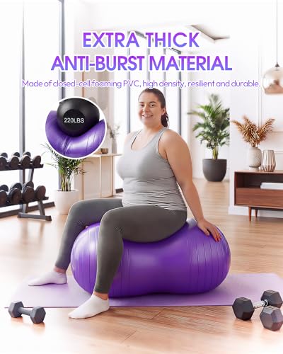 Image of Premium Peanut Ball - 100x50cm Anti-Burst Exercise Ball for Physical Therapy, Pregnancy Labor & Home Fitness Sensory| Non-Slip Design | Quick-Inflate Pump Included