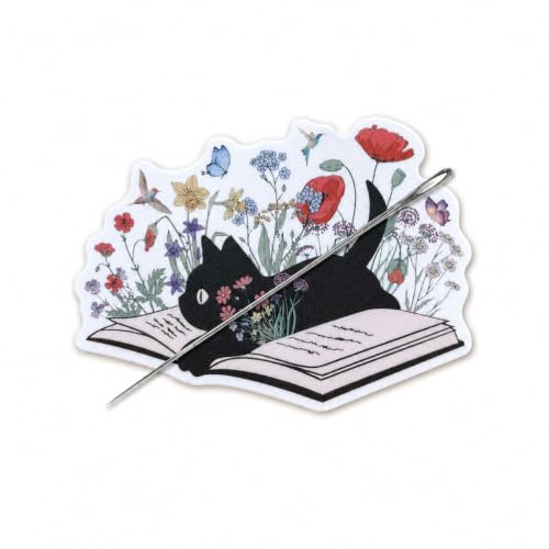 Image of Funny Black Cat Needle Minder, Needle Minder Magnet, Magnetic Needle Nanny Needlework Accessories
