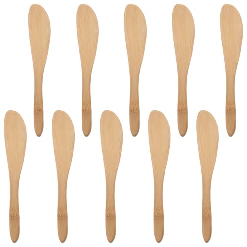 VALICLUD Cortador de Mantequilla de Bambú Natural 10 Piezas Espátulas Ergonómicas para Untar Miel y Mermelada Raspadores Pequeños para Queso y Pasteles Accesorio Práctico para Cocina