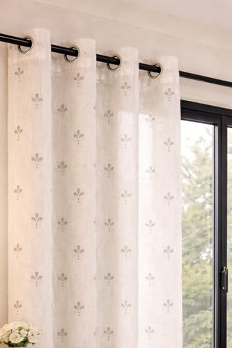 RANGBHAR Linen Textured Sheer Curtains with Eyelets, Light Filter...