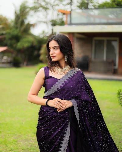 Yashika-Womens-Hot-Fix-Solid-Purple-Color-Satin-Moss-Saree-with-Unstitched-Blouse-Material-AZ-YS-OG1-PINTU