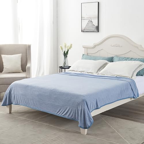 MH MYLUNE HOME Kühldecke Ultra Leichte Sommerdecke Arc-Chill Q-Max0.458 Kühlende Bettdecke 150x200 Sommerbettdecke Kuscheldecke Wohndecke Reisedecke Cooling Blanket (Blau, 150 x 200 cm)