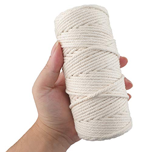 image for jijAcraft Macrame Cord,3mm x 328 Feet Cotton Twine String Cord,Natural