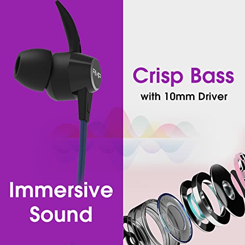 Image of Amkette Amp Urban X5 Bluetooth Headphones with in-line Mic Controls, Voice Assistant, 8 Hours of Playback and IPX5 Sweatproof (Blue)