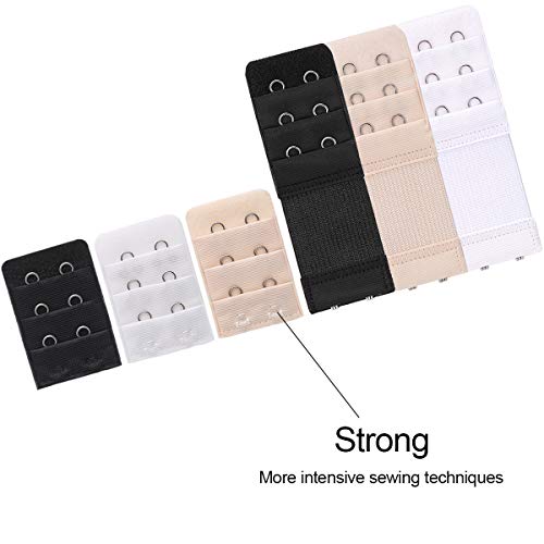 Akstore 6 Pieces Women's Soft Comfortable Elastic Bra Extenders Bra Extension Strap 2 Hook 3 Row Lady's Bra Extender Bra Band (Multicolors+Noelastic) #TOP5