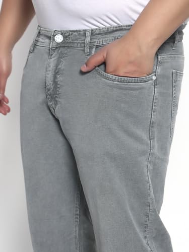 Image of Cotton Comfort Fit Jeans for Men | Full-Length Solid Denim Pants with Button Closure, Embroidered Design, Mid-Rise Casual Trousers for Daily | Classic Jeans for Office Bottoms (DI-249)