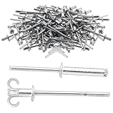 Spreiznieten 3,2mm 4,0mm, 100 Stück Aluminiumkappe Eisenkern Spreiz Blindnieten, Flachkopf Popnieten für Blechbearbeitung, Kennzeichenherstellung, Heimwerken, Schiffbau, Auto(4.0X12mm)