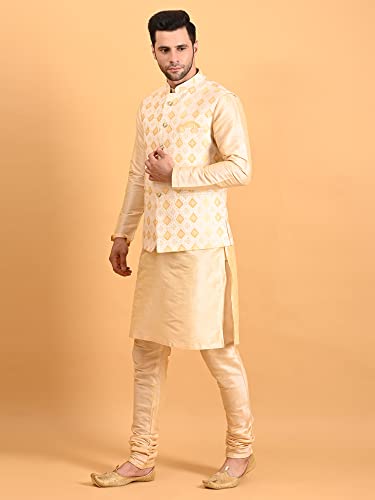 Image of Uri and MacKenzie Men's Silk Blend Kurta Pajama with Designer Ethnic Nehru Jacket /Modi Jacket