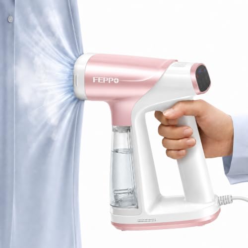 FEPPO Vacuum Steamer for Clothes, Handheld Garment Steamer with Suction, 2-in-1 Steam & Iron, LED Display, Adjustable Suction & Steam Modes, One-Hand Vacuum Steamer for Home (For 110-120V)