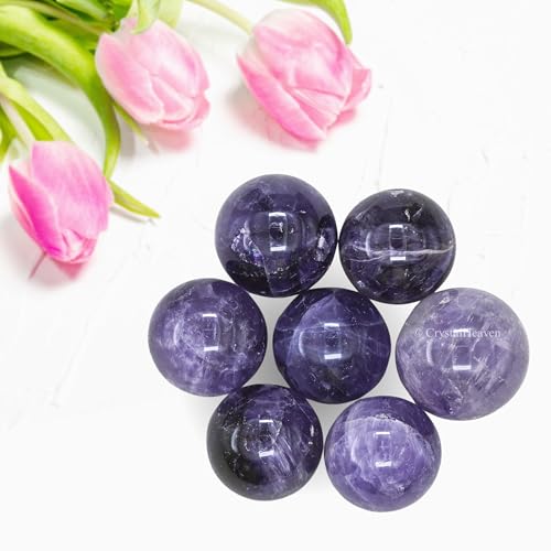 Image of Certified Amethyst Crystal Ball for Meditation | Premium Crystal Vastu Items for Home and Feng Shui Items for Good Luck - Pooja Supplies and Spiritual Practices (1 Inch)