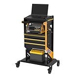 AUTOOL T26 Schwerlastwagen Rollwagen, 100 kg Kapazität, Werkzeugwagen mit 4 Schubladen, mehrschichtiger Stauraum, 360° Schwenkrollen & Schloss, pulverbeschichteter Stahl für Autoreparatur, Garage