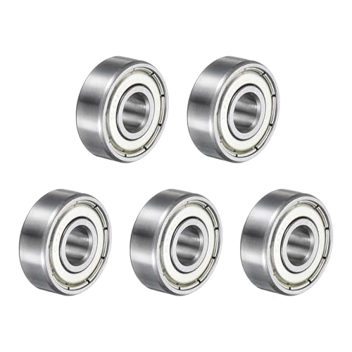 sourcing map 5pcs 606ZZ Deep Groove Ball Bearings 6 x 17 x 6mm High Carbon Steel Double Shield Bearings for Electric Motor, Home Appliances, Garden Machinery, Silver Tone