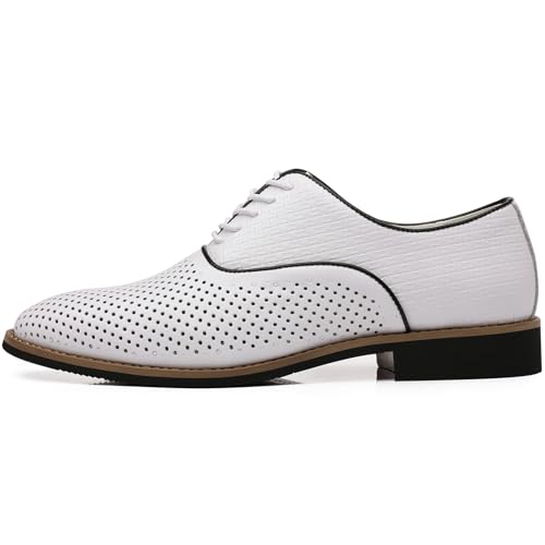 WUIWUIYU Teens Boys' Uniform Dress Leather Oxfords Men's Summer Wedding Perforated Business Wintips Flat Oxford Shoes3