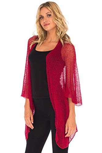 SHU-SHI Beach Kimono Coverups for Women Summer Cardigans Lightweight Open Front Cover Up Knit Sheer Sweater2