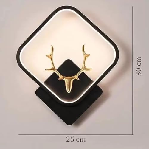 Image of WHITERAY Black Home Decor Inbuilt Led Fancy Wall Light, Night Lamp,Decorative Lamp,Living Room,Bedroom, Cafe (Plastic) (3-Lighting Mode) (Half Deer Sqaure)