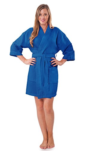 Image of Turquaz Lightweight Short Robes For Women Waffle Kimono Bathrobe - Soft, Fast-Drying, Long-Lasting Cotton Blend