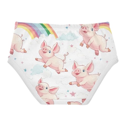 Wusikd Cute Piglets Girls' Underwear Cotton Rainbow Girls Briefs Soft Toddler Underwear 2T2