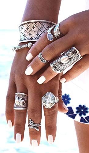 Handmade Sterling Silver Long Large Boho Statement Ring With Symbolic Solar Star Mandala, Tribal Gypsy Hippie Adjustable to Sizes 6-11, Gift for Her - Image 5