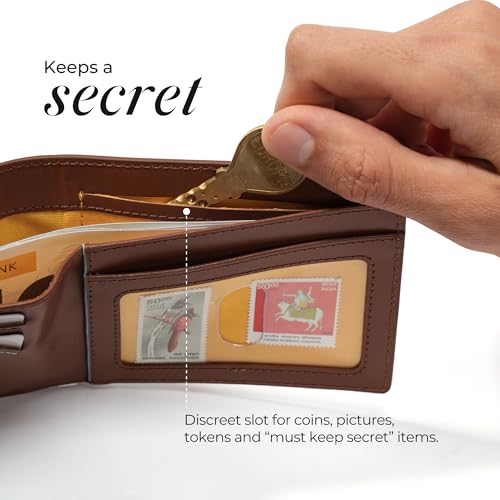 Image of MOKOBARA Stash Slim Bifold Wallet for Men | Monostriped | Genuine Leather | RFID Protected | Holds Up to 6 Cards | Single Currency Compartment | Tan Lines (Tan)