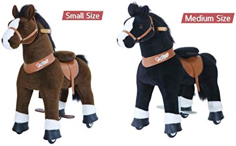 PonyCycle U Series Ride on Dark Brown Horse Small Size for Age 3-5 and Black Horse Medium Size for Age 4-8