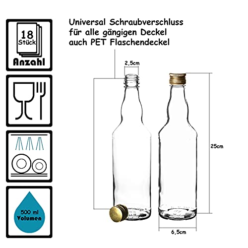 Foto von BigDean 18 Glasflaschen 500ml mit Schraubverschluss in Gold Schraubflasche