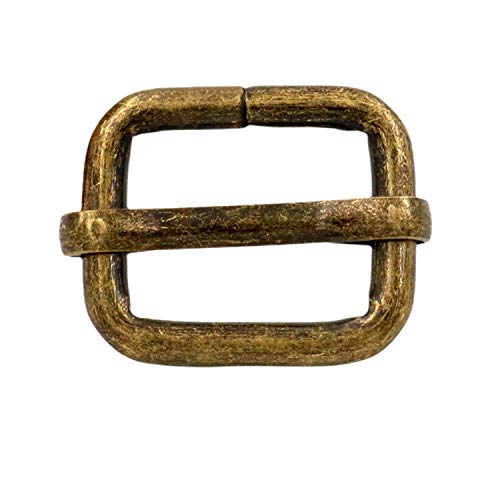 BIKICOCO Metal Slide Adjuster Buckle Tri-Glides with Movable Center Bar, for Straps, 0.6 x 0.51 Inch, Bronze, Pack of 50