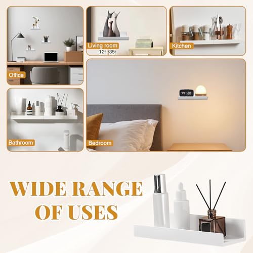 xiruiubao Wandregal Weiß Schweberegal, Wandregal Ohne Bohren, Selbstklebend Wandboard, Dekorative Schweberegale Wand für Wohnzimmer, Schlafzimmer, Bad, Küche, Wall Shelf (2 Stück, 27 x 8.5 cm)