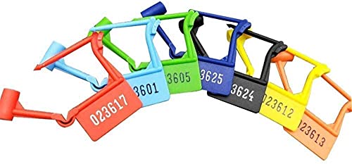 JZX Paquete de 50 Sellos de candados de plástico for Equipaje Multicolor Desechables, Sellos de Control de Seguridad numerados (Color Aleatorio) (50 PCS) (Size : 100 Pieces)