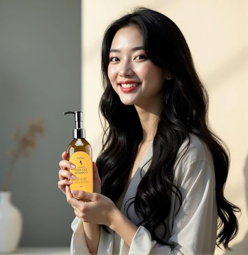 Image of Japanese Hair Dye Shampoo Long Lasting Natural Hair Dye Shampoo for Unisex, Premium Japanese Natural & Hair Colour Shampoo Black | Home Hair Color Solution - 300ml (PACK OF 1)
