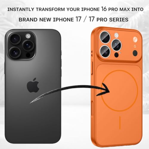 Image of SHINESTAR Converter Case for iPhone 16 Pro Max | Premium Protective Mag-Safe Cover | iPhone 17 Pro / 17 Pro Max Series Style Design | in-Built Camera Guard | Wireless Charging Compatible - Orange