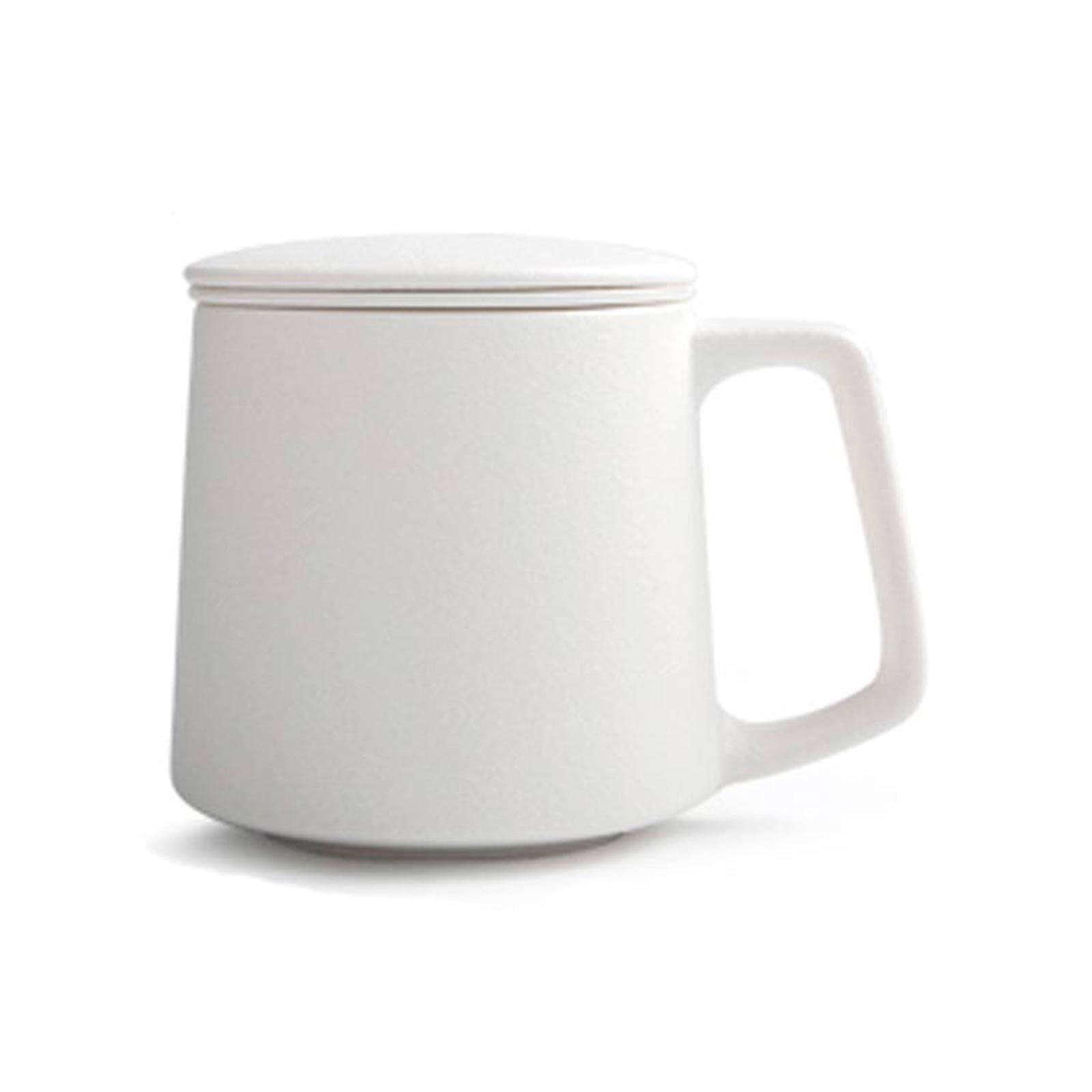 Tasse Keramiktasse mit Deckel Bürofilter Wasserbecher Becher Brauen Teetasse Tee Wasser Trennbecher 12 oz (Schwarz Weiß) Kaffeetasse (Farbe: Weiß)