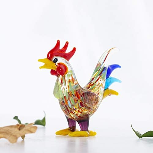 crystalsuncatcher Glass Figurines,Glass Animal Figurines,Hand Blown Glass Art Rooster Figurine Home Decor