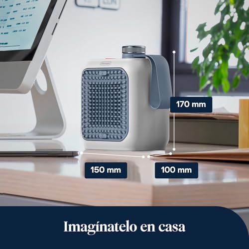 Miniatura 8 de De Longhi Capsule Desk, Calefactor Cerámico Con Ventilador, Silencioso Con Diseño Funcional, Rejilla Orientable, Termostato De Seguridad, Óptimo Para El Escritorio, Hfx10b03.Lb, 360w, Azul Claro