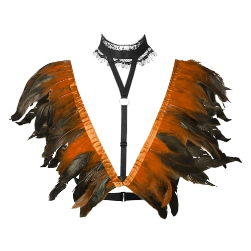 Charmian Costume Accessories Party Scarf Feather Shoulder Wrap Shawl with Choker