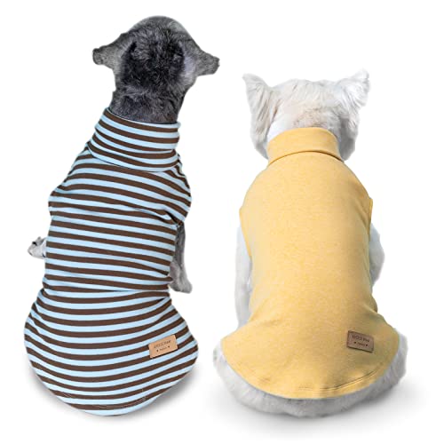KYEESE 2Pack Dog Coat Turtleneck Stretchy Dog Sweater Super Soft Dog Cold Weather Coat for Small Dogs in Sleeveless Design Dog Fleece Vest, Yellow,M KYEESE 2Pack Dog Coat Turtleneck Stretchy Dog Sweater Super Soft Dog Cold Weather Coat for Small Dogs in Sleeveless Design Dog Fleece Vest, Yellow,M