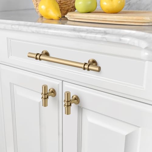 Amerdeco Gold Cabinet Handles, Kitchen Handles, 10 Pack, 128 mm Hole Spacing, Traditional Style, Sturdy Metal, Easy to Install - Image 4
